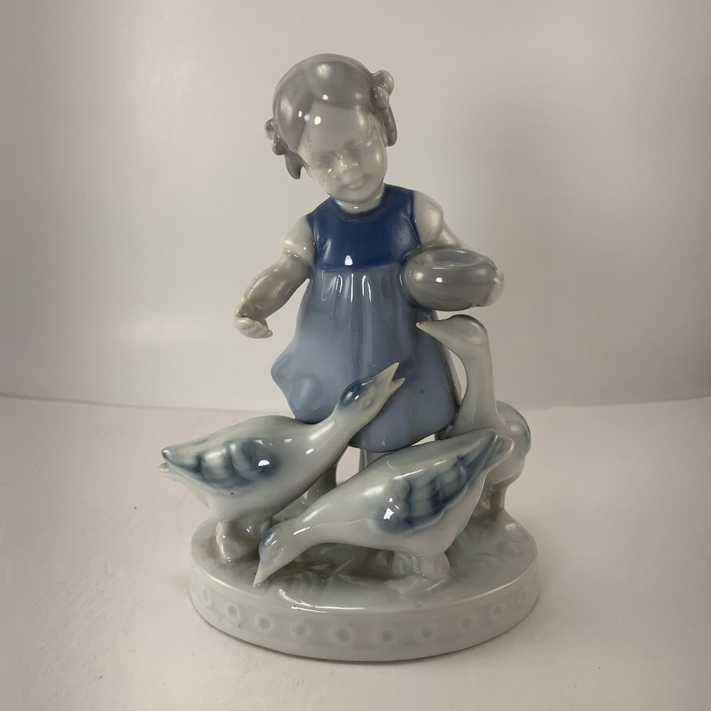 Gerold Porzellan Figurine-Young Girl Feeding Geese